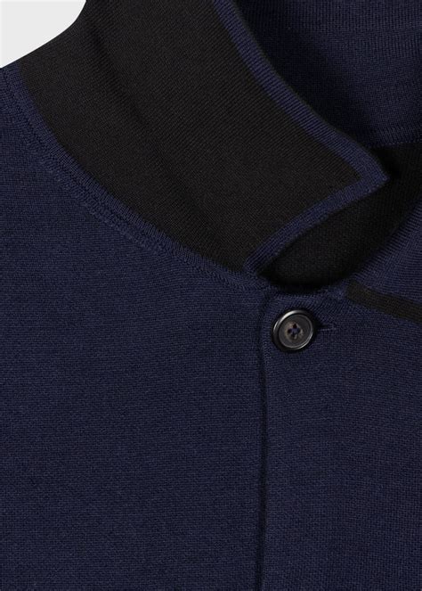 Men S Navy Merino Wool Collared Cardigan