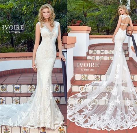 New Arrival 2017 Sexy Beaded V Neck Backless Wedding Dresses Tulle Lace