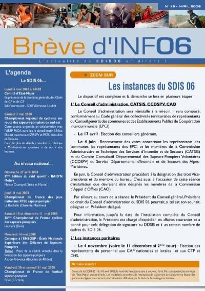 Les instances du SDIS 06 Service dÃpartemental d incendie et de