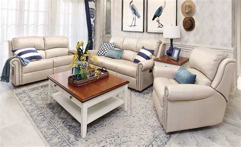 Beige Leather Sofa Set | Cabinets Matttroy