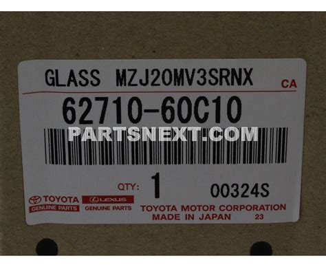 Toyota 62710 60C10 WINDOW ASSY QUARTER RH