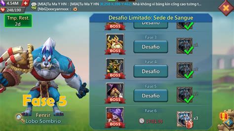 Lords Mobile Desafio Limitado Sede De Sangue Fenrir Lobo Sombrio