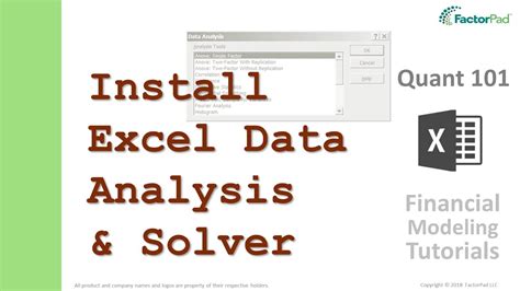 Install Excel Data Analysis ToolPak And Solver Add In Financial