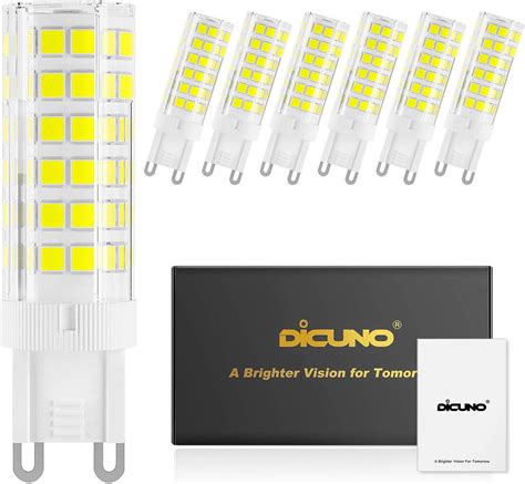 DiCUNO G9 Ceramic Base LED Light Bulbs 6W 60W Halogen Equivalent