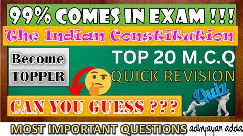 Most Important Get Top Marks On Chapter The Indian Constitution Mcq