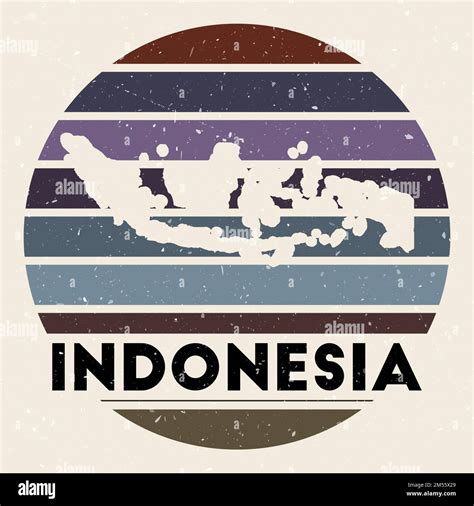 Logotipo de Indonesia Signo con el mapa del país y rayas de colores