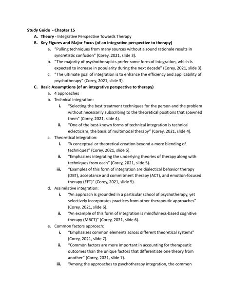 CT Study Guide Ch 15 Gerald Corey Chapter Notes Counseling