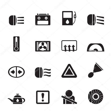 Silhouette Car Dashboard Icons Stock Vector By ©stoyanh 43314141