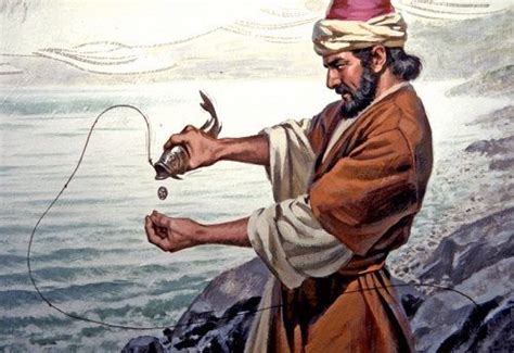 Miracles Of Jesus Christ Catching A Fish With A Coin In Its Mouth