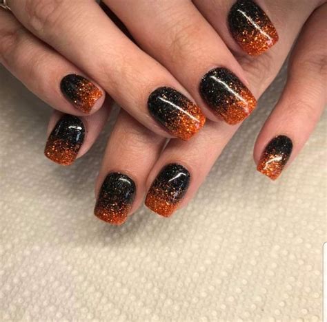 Orange And Black Ombre Nails Holloween Nails Ombre Nails Stylish