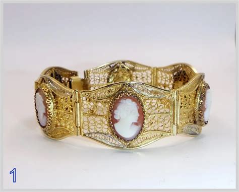 Vintage Italian Vermeil Filigree Cameo Bracelet Ruby Lane