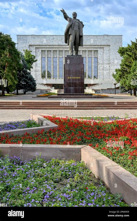 Vladimir Lenin Statue Behind The State Historical Museum Bishkek