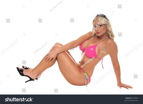 Sexy Blond Bikini Pinup Model Fuchsia Stock Photo 3335007 Shutterstock