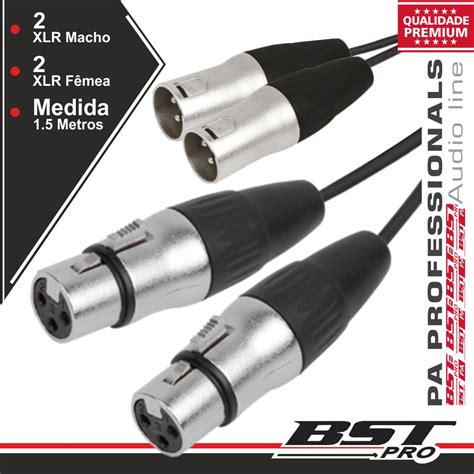 CABO 2 XLR 3P MACHO 2 XLR 3P FÊMEA 1 5M BSTPRO Ledistronica Lda