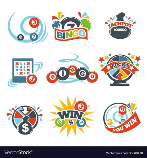 Bingo lotto win icons set of lottery jackpot Vector Image