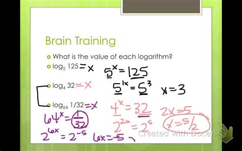 Algebra 2 Logarithmic Functions As Inverses 7 3 Youtube