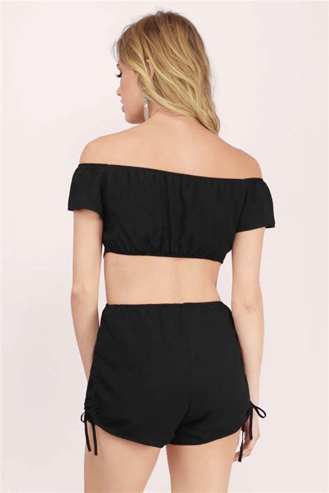 With You Off Shoulder Romper In Black 15 Tobi Us