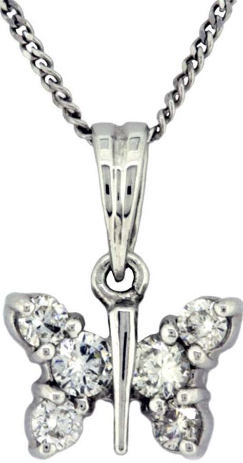 18ct White Gold Diamond Set Butterfly Pendant