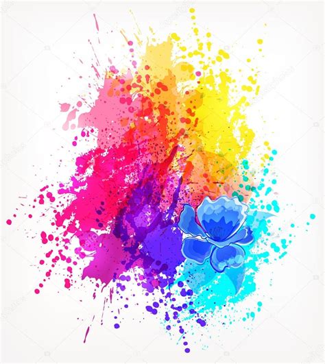 Watercolor Splatters With Flower — Stock Vector © Lyudo 113981134