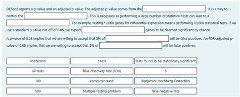 Solved DESeq2 reports a p-value and an adjusted p-value. The | Chegg.com 