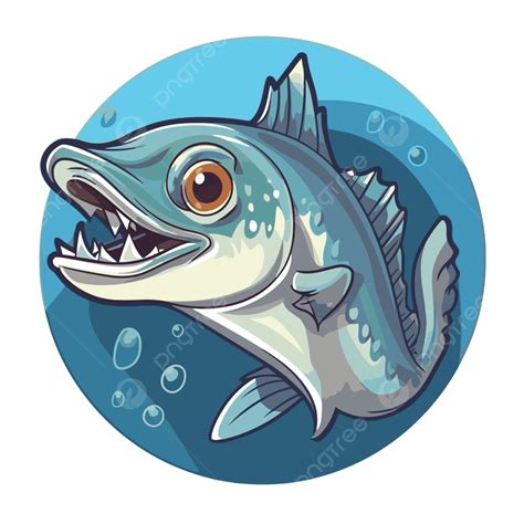 Ilustrasi Vektor Logo Ikan Kartun Barakuda Stiker Kartun Png Dan