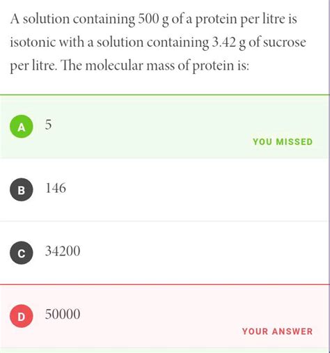 A Solution Containing G Of A Protein Per Liter Is Isotonic With A