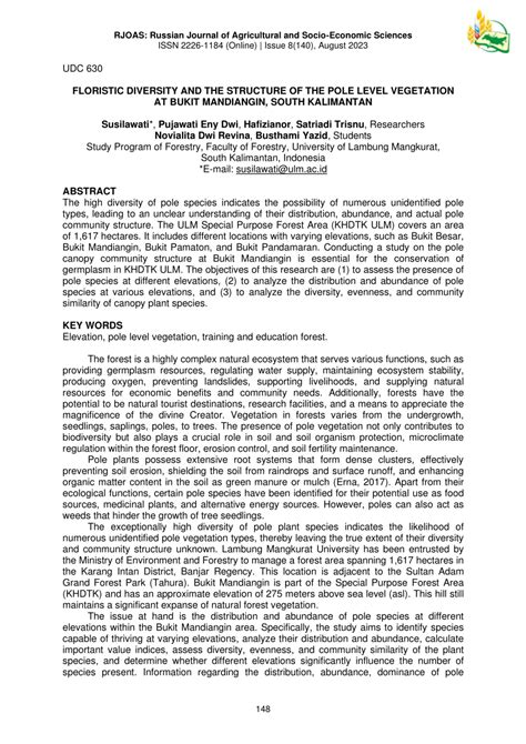 PDF FLORISTIC DIVERSITY AND THE STRUCTURE OF THE POLE LEVEL