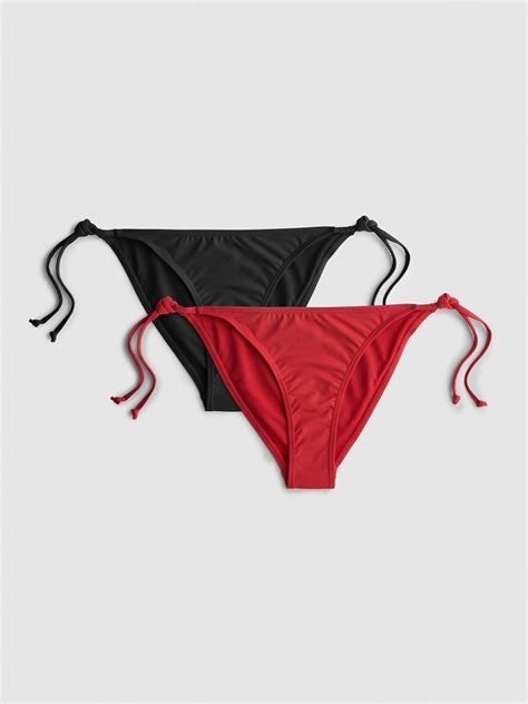 Womens Red 2pk Tie Side Bikini Bottoms Primark