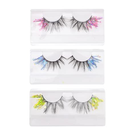 Colored False Eyelashes 9 Pairs Fake Glitter Extensions Costume