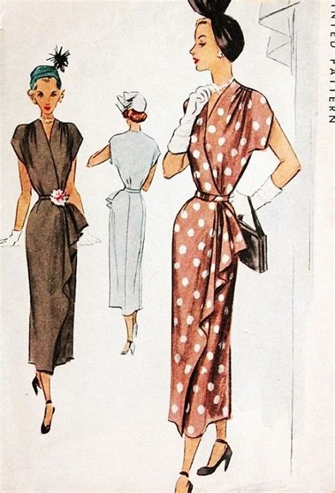 1940s Beautiful Wrap Around Dress Pattern McCall 7627 Shirred Shoulders