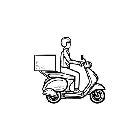 Premium Vector Man Riding Bike Hand Drawn Outline Doodle Icon