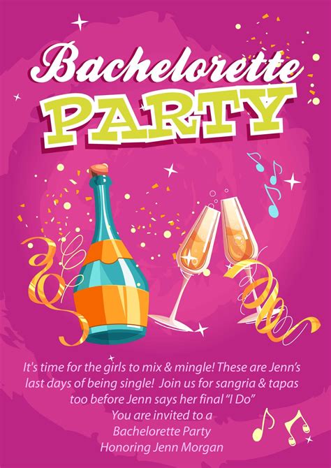 Bachelorette Bachelorette Vector Design Bachelorette Party Vector Invitation Template Designious