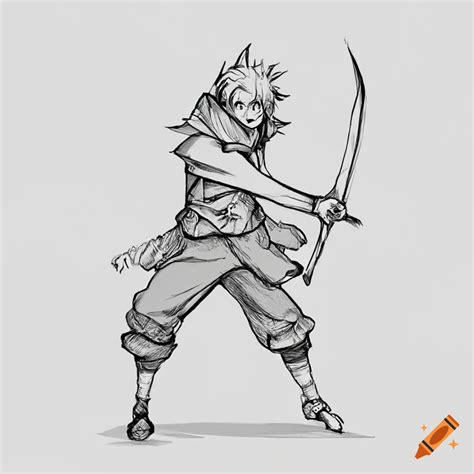 Detailed Sketch Of A Heroic Anime Character With A Sword On Craiyon