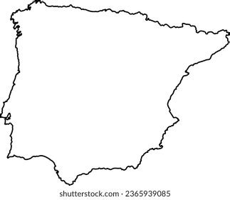 Blank Map Iberia Thick Outline Stock Vector (Royalty Free) 2365939085 ...