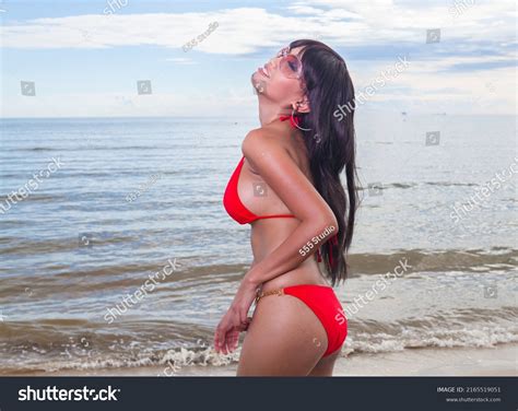Sexy Asian Red Bikini Female Lady Stock Photo Shutterstock