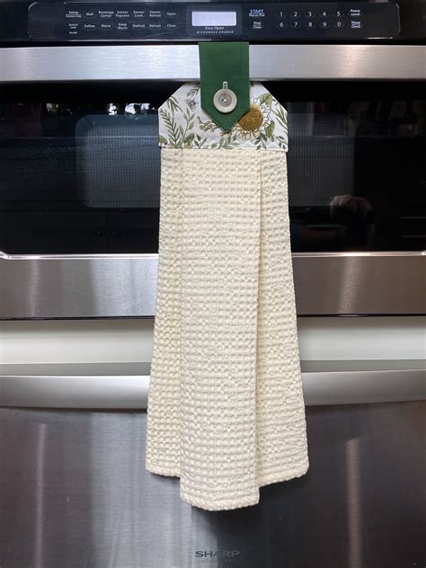 Oven Door Towel With Topper Hanging Kitchen Towel With Button Floral