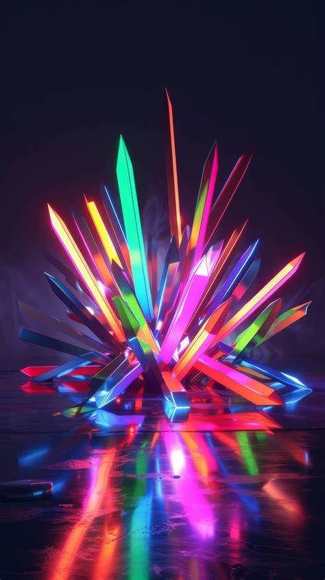 Abstract 3d Crystal Art Colorful Crystal Background Neon Crystal Wallpaper 3d Render Of