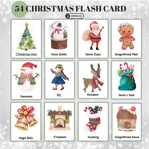 Kids Christmas Flash Cards Printable Christmas Movement Cards Christmas