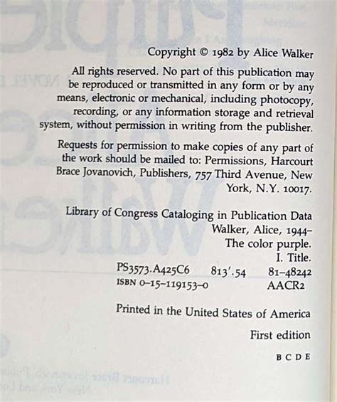 The Color Purple Alice Walker 1982 1st Edition Rare First Edition