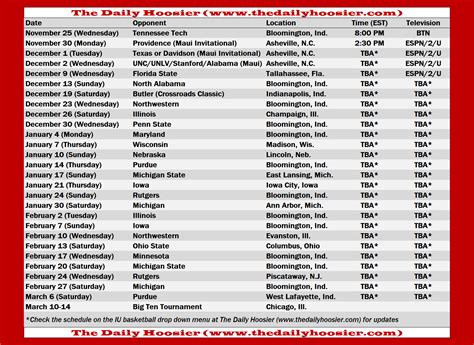 IU Basketball 2020-21 Schedule Printable – The Daily Hoosier