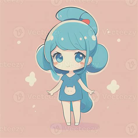 Cute Kawaii Chibi Anime Girl Sticker Wearing Pajama Simple Colorful ...