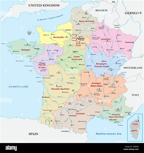 Neue Regionen Frankreich Seit Karte Politisch Stock Vektorgrafiken