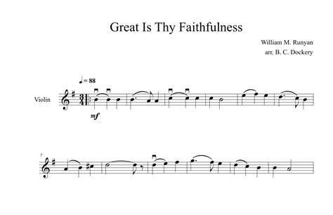 Great Is Thy Faithfulness Violin Solo Arr B C Dockery By William