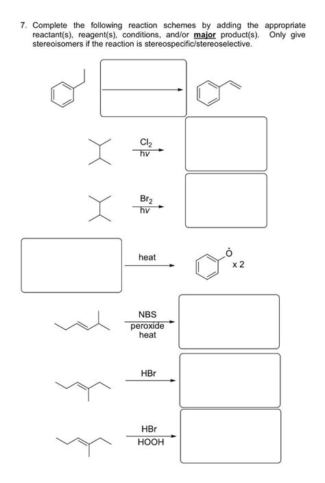 Solved 7 Complete The Following Reaction Schemes By Adding Chegg