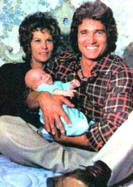 Michael Landon Holding His New Born Son Christopher Beau Next To His