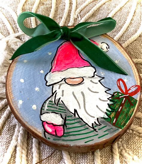 Santa Rustic Wood Slices Christmas Ornament Tree Hanging Etsy Canada