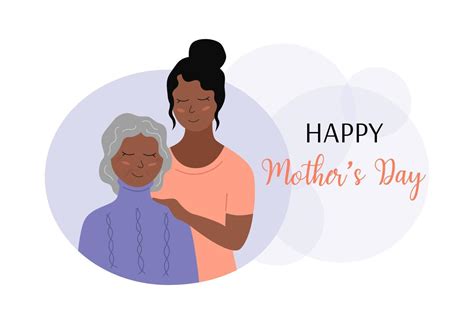 Happy Mothers Day Greeting Card Elderly Woman And Adult Daughter