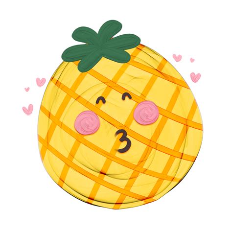 Cute Pineapple Fruit Stationary Sticker Oil Painting Png