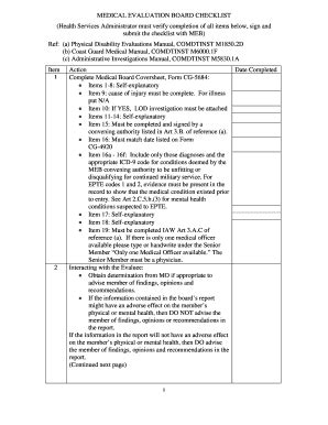 Fillable Online Uscg Medical Evaluation Board Checklist Uscg Fax