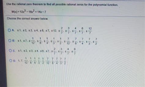 Solved Use The Rational Zero Theorem To Find All Possible Chegg